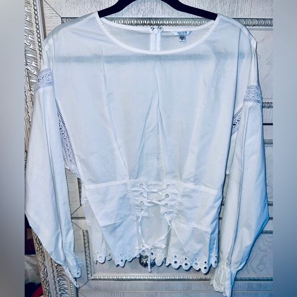 GUESS Women's Long Sleeve Erin Corset Top - Picture 3 of 6